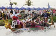 Dragon boat racers in fancy dress